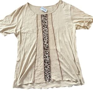 Valentina Fine Knitwear Beige Embellished Top - XL